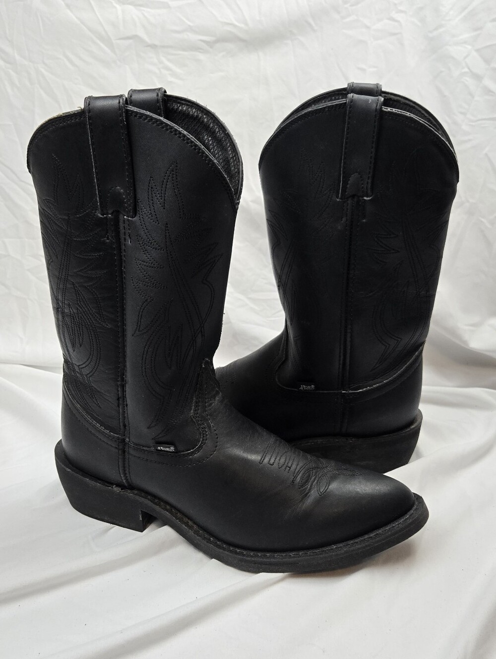 Justin Men's Black Leather Western Cowboy Boots Size 11.5 EE Style JB1004 EUC